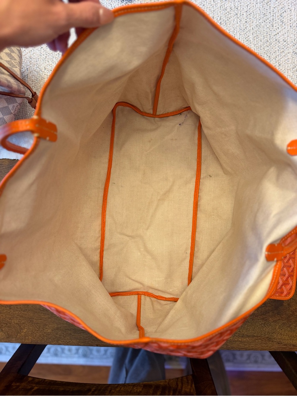 Goyard St Louis GM Orange-Red Chevron Tote with Matching Pouch - Picture 3 of 3
